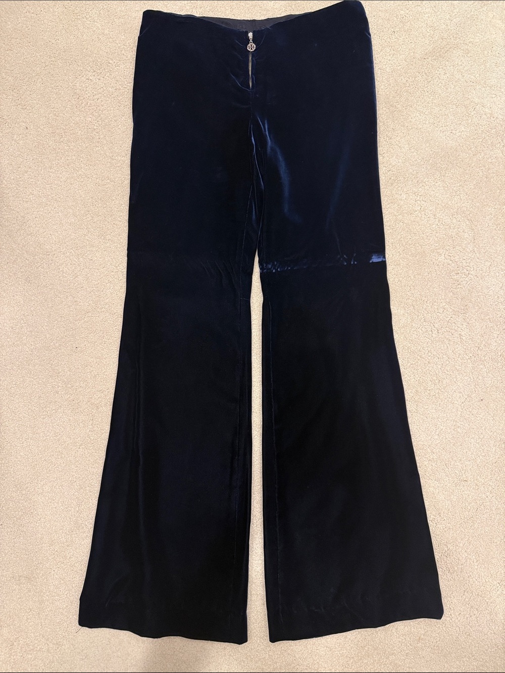 Tory Burch Navy Luxurious Velvet Flare Pants